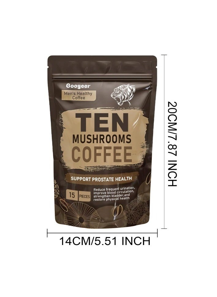Googeer - Energy Coffee ，Ten Mushroom Coffee，(Lion’s Mane, Cordyceps, Turkey Tail & Other) Mixed With Gourmet Arabica Instant Immune Boosting Coffee for Focus & Gut Health Support ﻿ - Image 1