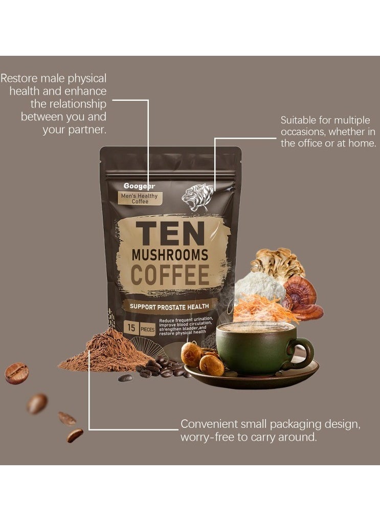 Googeer - Energy Coffee ，Ten Mushroom Coffee，(Lion’s Mane, Cordyceps, Turkey Tail & Other) Mixed With Gourmet Arabica Instant Immune Boosting Coffee for Focus & Gut Health Support ﻿ - Image 1