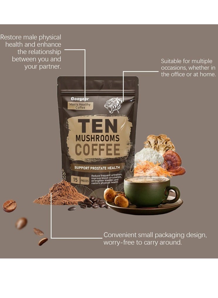 Googeer - Energy Coffee ，Ten Mushroom Coffee，(Lion’s Mane, Cordyceps, Turkey Tail & Other) Mixed With Gourmet Arabica Instant Immune Boosting Coffee for Focus & Gut Health Support ﻿ - Image 1