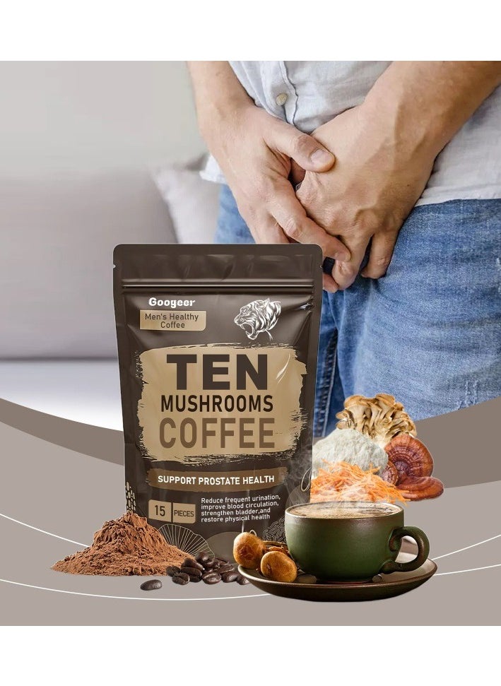 Googeer - Energy Coffee ，Ten Mushroom Coffee，(Lion’s Mane, Cordyceps, Turkey Tail & Other) Mixed With Gourmet Arabica Instant Immune Boosting Coffee for Focus & Gut Health Support ﻿ - Image 1