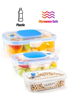 INKBIRD INKBIRD Vacuum Seal Food Storage Container Set Airtight Food Storage Containers With Lids Stack Design Freezer Fridge Microwave Safe 3 Pcs Blue Perfect For Vacuum Sealer Machines  - Image 1