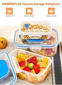 INKBIRD INKBIRD Vacuum Seal Food Storage Container Set Airtight Food Storage Containers With Lids Stack Design Freezer Fridge Microwave Safe 3 Pcs Blue Perfect For Vacuum Sealer Machines  - Image 2