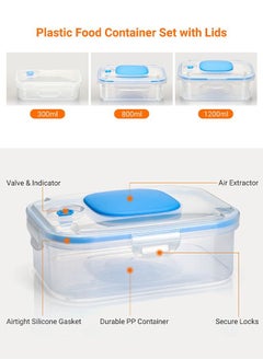 INKBIRD INKBIRD Vacuum Seal Food Storage Container Set Airtight Food Storage Containers With Lids Stack Design Freezer Fridge Microwave Safe 3 Pcs Blue Perfect For Vacuum Sealer Machines  - Image 4