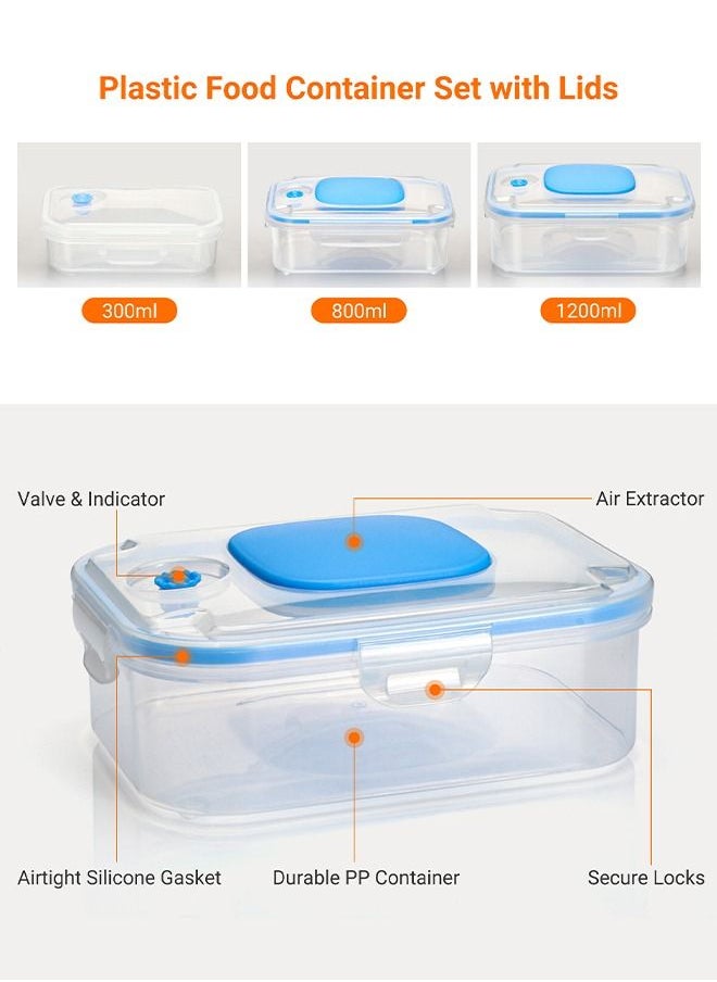 INKBIRD - INKBIRD Vacuum Seal Food Storage Container Set Airtight Food Storage Containers With Lids Stack Design Freezer Fridge Microwave Safe 3 Pcs Blue Perfect For Vacuum Sealer Machines - Image 1