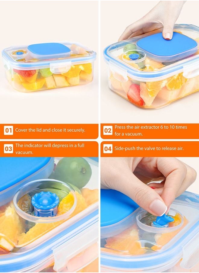 INKBIRD - INKBIRD Vacuum Seal Food Storage Container Set Airtight Food Storage Containers With Lids Stack Design Freezer Fridge Microwave Safe 3 Pcs Blue Perfect For Vacuum Sealer Machines - Image 1