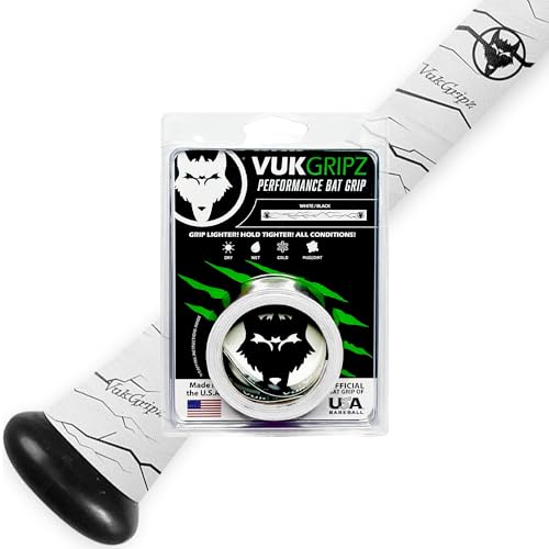 VukGripz Pulse White Baseball Bat Grip Tape - Non-Sticky, Friction-Based, Moisture-Wicking, Vibration-Reducing Batting Grips for Baseball & Softball - Official Bat Tape Grip of Team USA, USA-Made - Image 1
