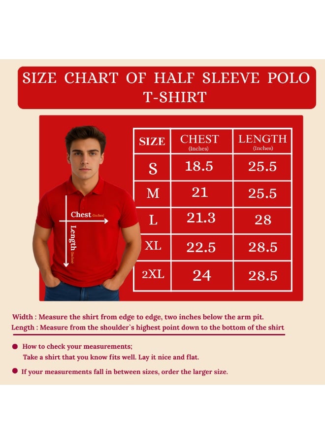 PRINTSHOP4ME Basic Adult Unisex Polo Short Sleeve Tshirt 220 Gsm Red - Image 5