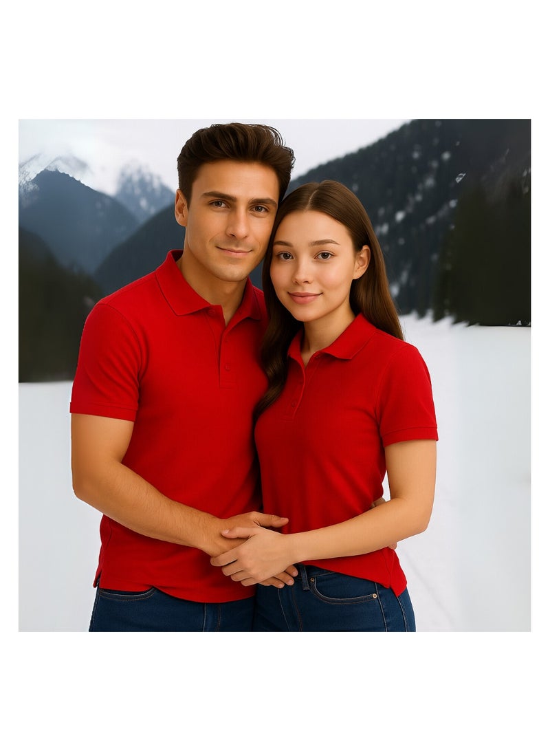 PRINTSHOP4ME Basic Adult Unisex Polo Short Sleeve Tshirt 220 Gsm Red - Image 3