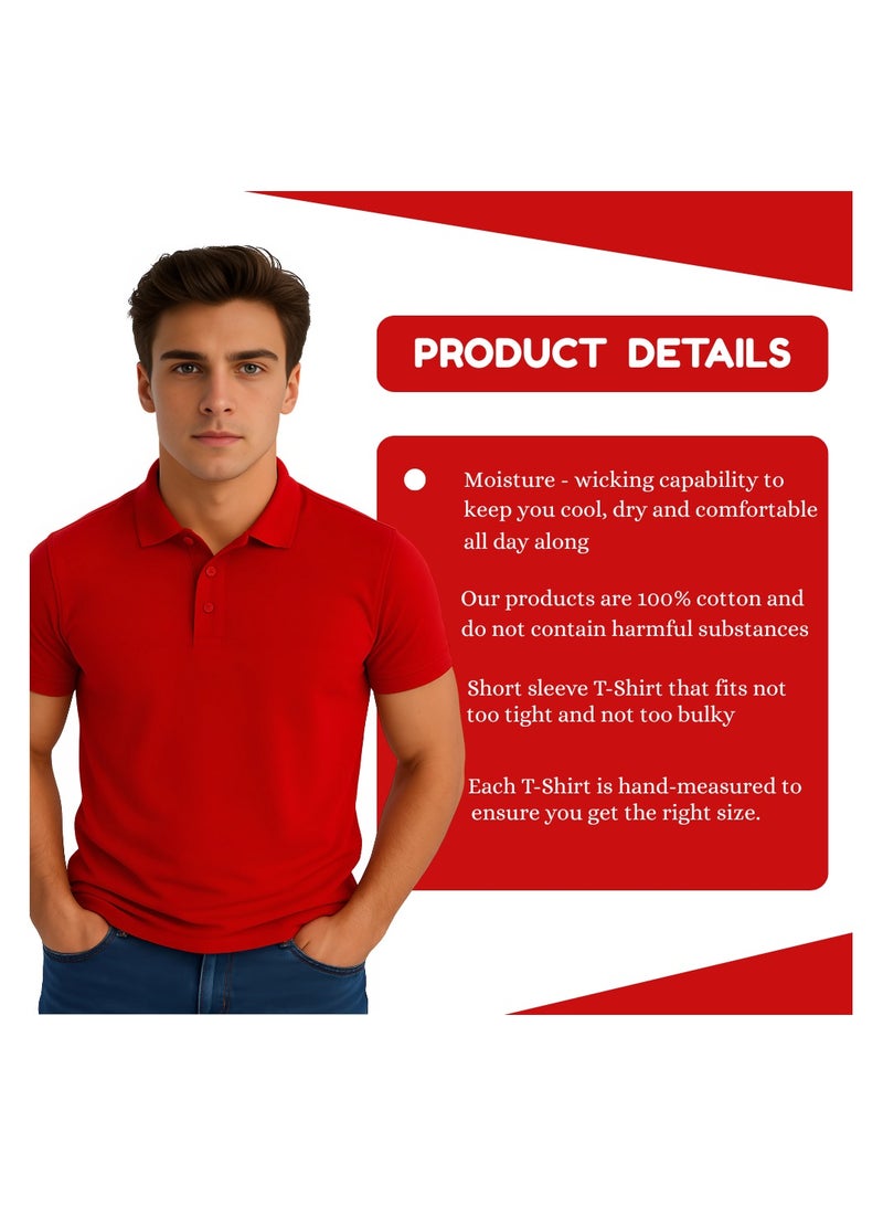 PRINTSHOP4ME Basic Adult Unisex Polo Short Sleeve Tshirt 220 Gsm Red - Image 4
