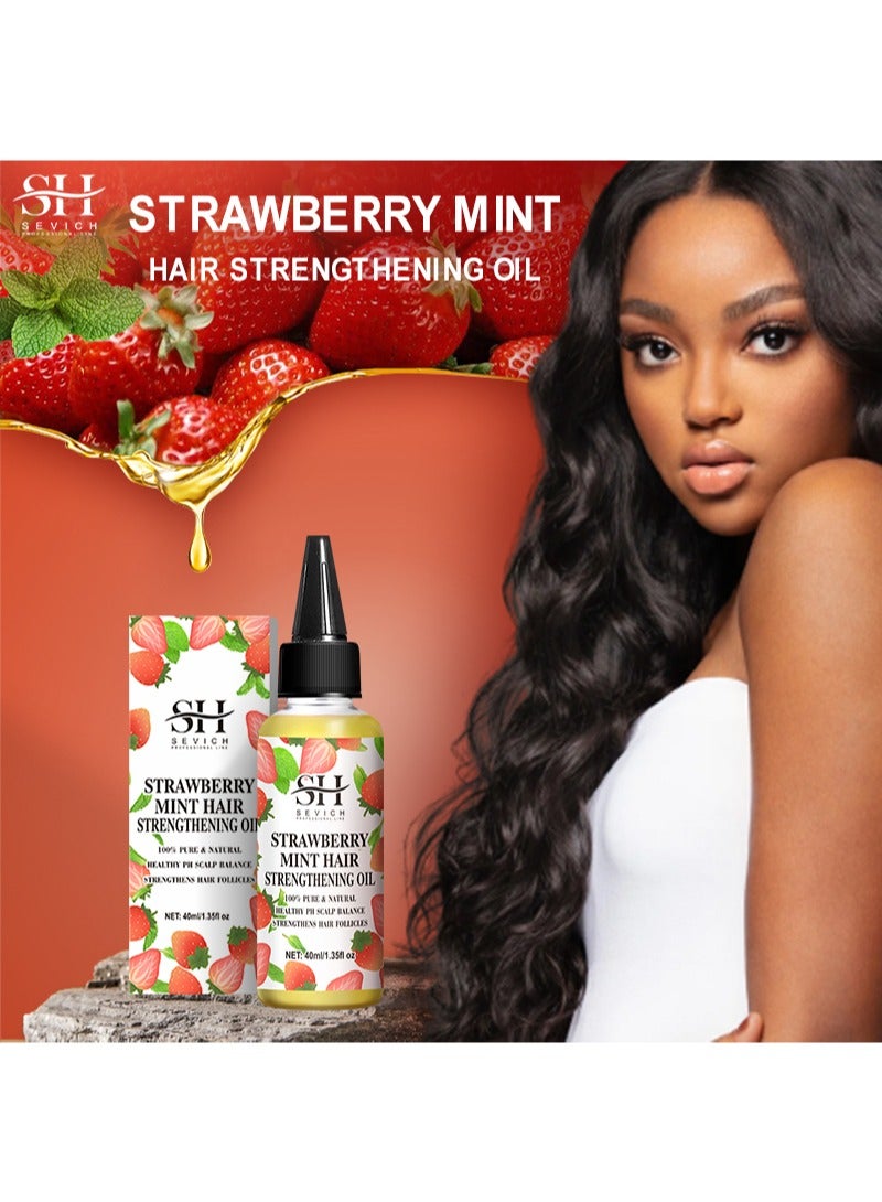 Sevich Strawberry Mint Hair Strengthening Oil，Vegan Organic Hair Serum for Thinning, Dry and Damaged Hair (40ml) - Image 3