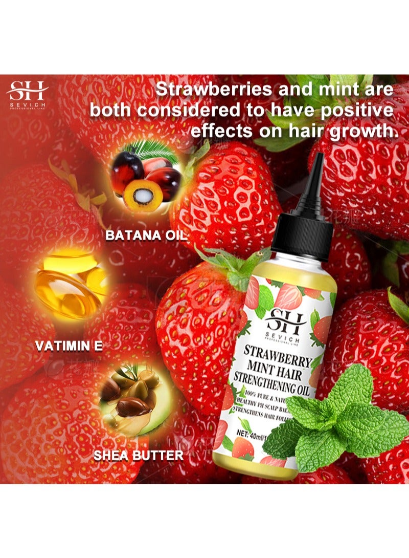Sevich Strawberry Mint Hair Strengthening Oil，Vegan Organic Hair Serum for Thinning, Dry and Damaged Hair (40ml) - Image 4