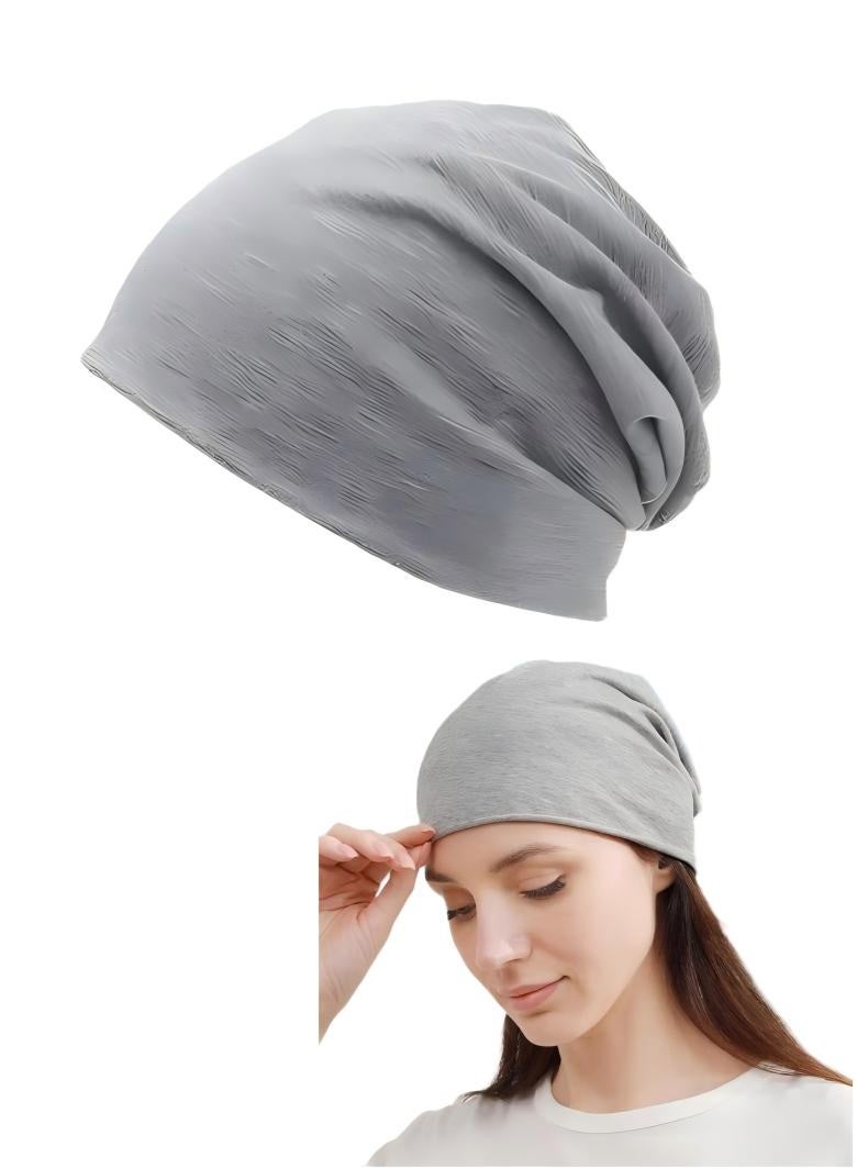 قبعة بيني متدلية قطعة واحدة للرجال والنساء، قبعة جمجمة قابلة للتمدد (رمادية) - Image 1