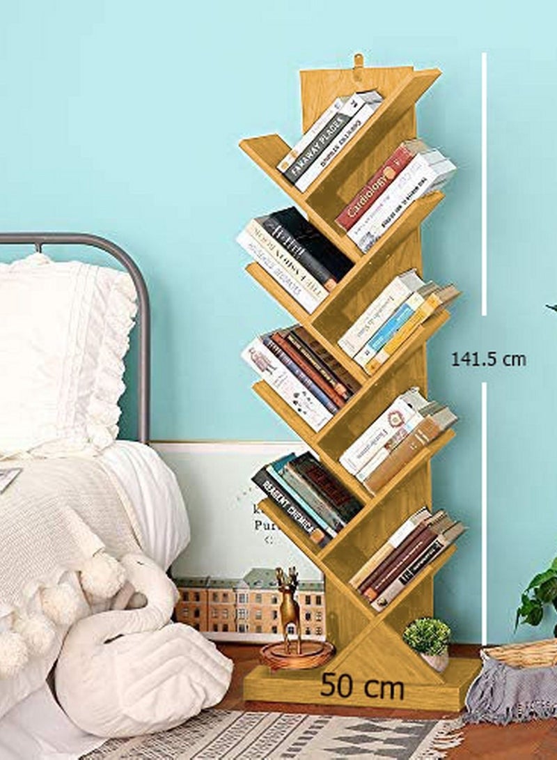 Home Gallery Tree Bookshelf 9-Tier Book Rack natural wood - Image 2