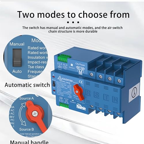 GADITES Automatic Transfer Switch ATS 125A – Single Phase | Auto Generator Changeover Switch | Backup Power Controller for Home/Business - Image 2