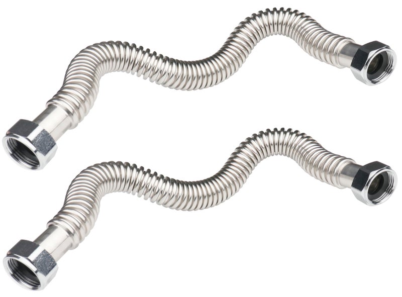 WHK 2 Pack 24-Inch Water Heater 1" Flexable Hose Pipe Connector Supply Line 1" Inch FIP x 1" Inch to Connect Water Heater,Water Softener,Water Filter (Stainless Steel) - Image 1
