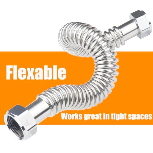 WHK 2 Pack 24-Inch Water Heater 1" Flexable Hose Pipe Connector Supply Line 1" Inch FIP x 1" Inch to Connect Water Heater,Water Softener,Water Filter (Stainless Steel) - Image 4