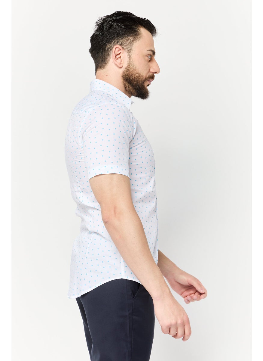 ESPRIT Men Slim Fit Allover Print Short Sleeves Casual Shirt, Multicolor  - Image 3