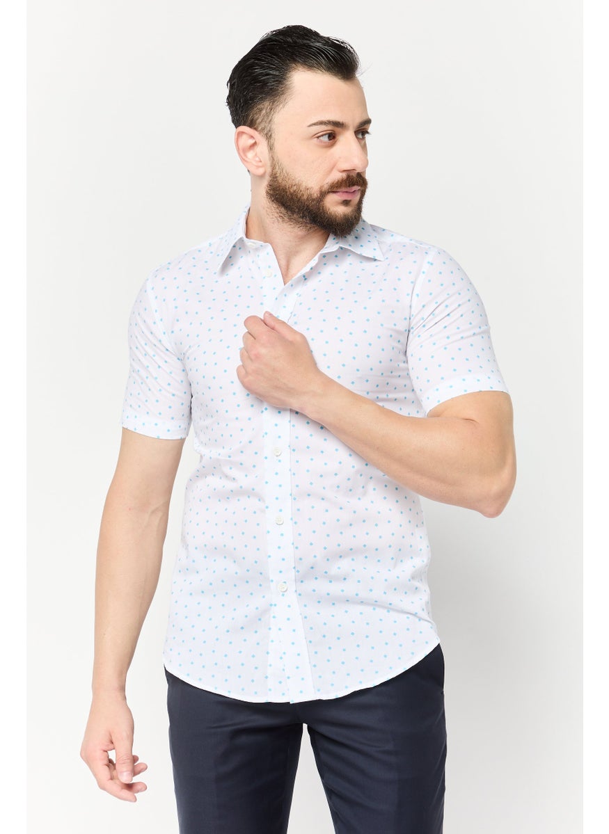 ESPRIT Men Slim Fit Allover Print Short Sleeves Casual Shirt, Multicolor  - Image 1