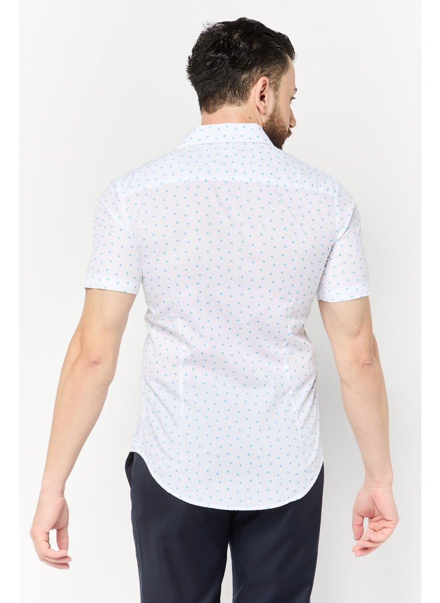 ESPRIT Men Slim Fit Allover Print Short Sleeves Casual Shirt, Multicolor  - Image 4