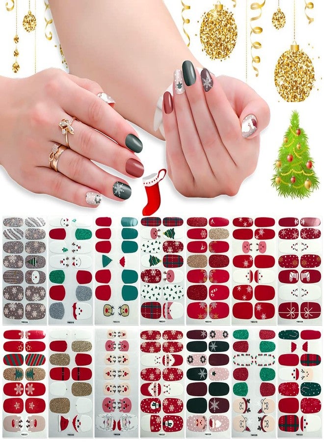 SILPECWEE 14 Sheets Nail Polish Strips Christmas Nail Wraps for Women Self Adhesive Nail Polish Stickers Gel Nail Strips Fingernails Stickers Holiday Nail Art Accessories with Nail File - Image 1