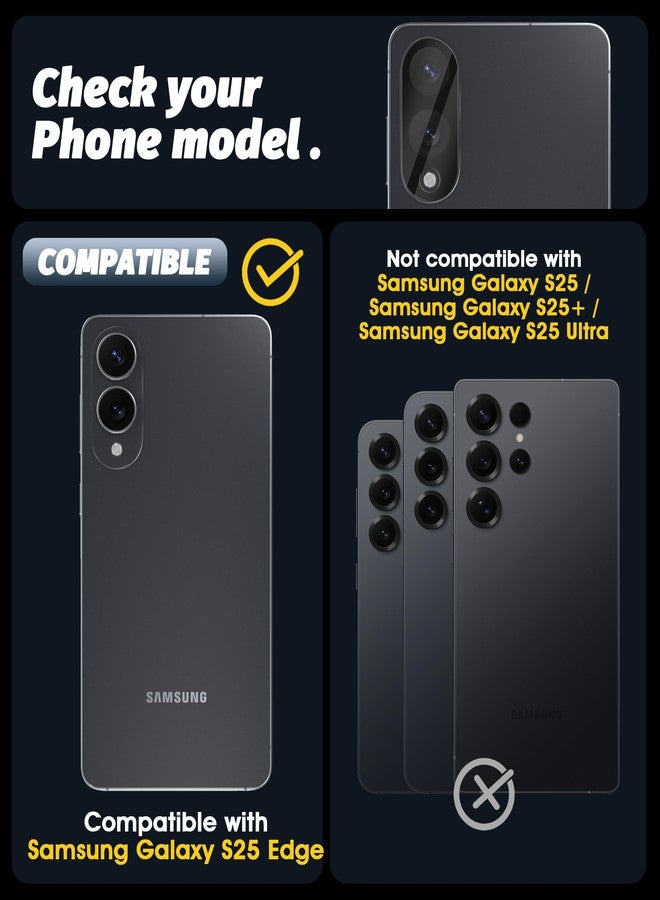 Orzero (3 Pack) Camera Lens Protector Compatible for Samsung Galaxy S25 Edge, Protector de Cámera Tempered Glass 9H Precise Camera Cutouts Anti-Scratch Does Not Affect Night Shots and Flash - Image 2