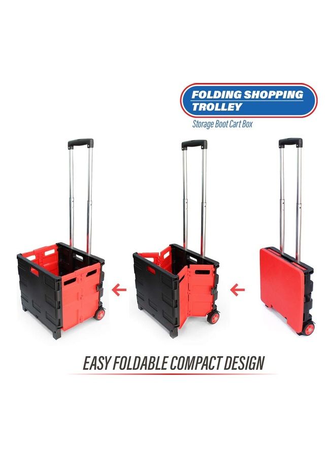 Loquat 25kg Folding Shopping Trolley Storage Boot Cart Box (Red/Black) Red 38x36x8cm  - Image 5