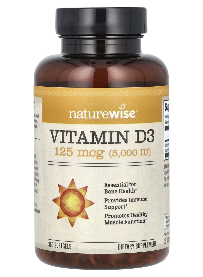 NatureWise Vitamin D3 125 mcg 5,000 IU Dietary Supplement - 360 Softgels - Image 1