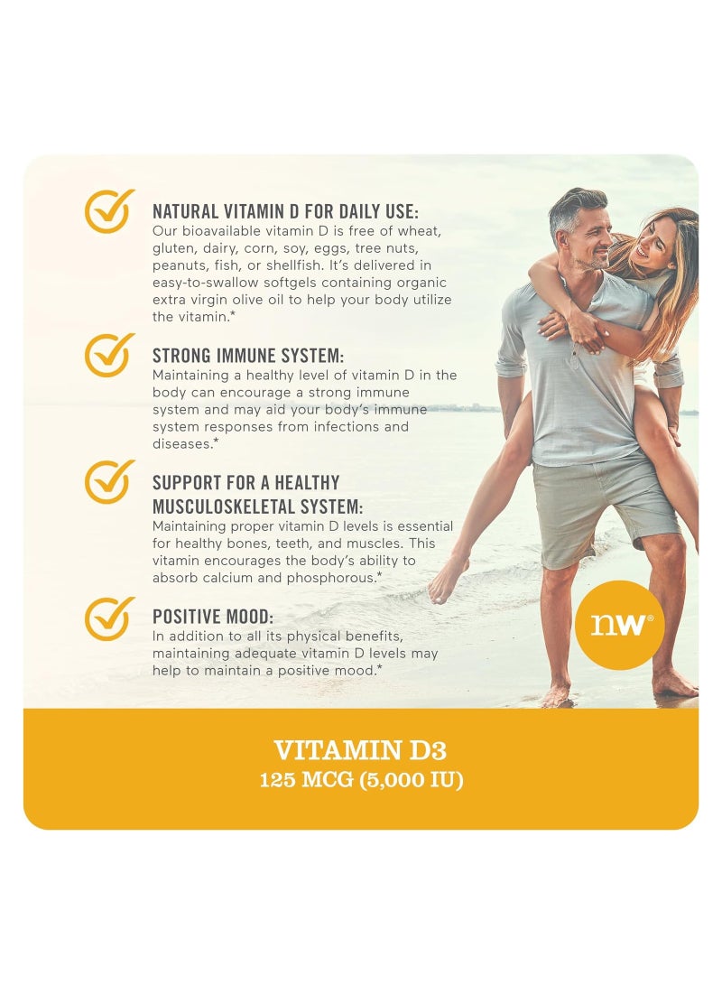 NatureWise Vitamin D3 125 mcg 5,000 IU Dietary Supplement - 360 Softgels - Image 3