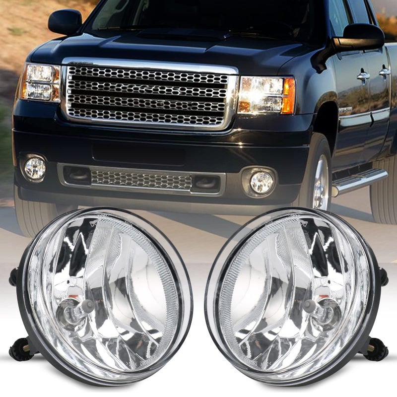 RAPOOSANS Driving Fog Lights Lamps Aseembly for 20072013 GMC Sierra 1500 20072014 GMC Sierra 2500 3500HD Clear Lens with H8 12V 35W Halogen Bulbs Switch and Wiring Kit