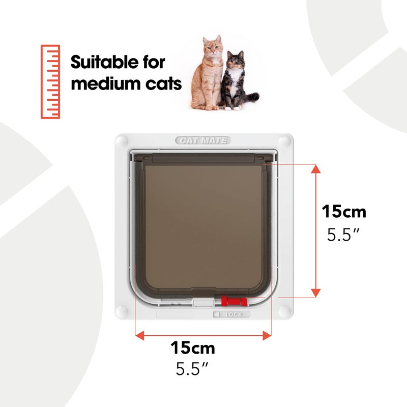 Cat Mate 2-Way-Locking Cat Flap (304) - Secure Lockable Door for Small to Medium Sized Cats, Easy to Install and Use, for Screen, UPVC and Wood, White - Image 2