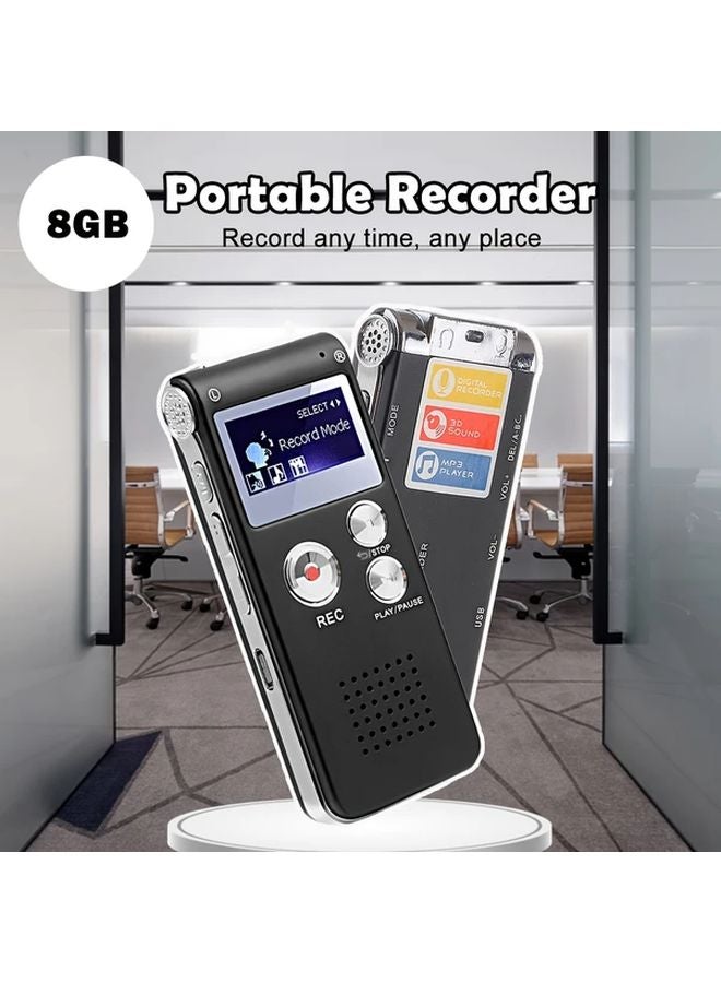 1pc 8GB Rechargeable Digital Audio Voice Recorder MP3 Player with Color Screen Speaker USB Charging - Image 1