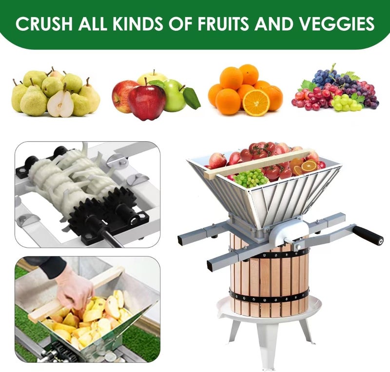 SQUEEZE master Fruit Apple Wine Classic Crusher -7 Litre/1.8Gallon Manual Grinder- Large Nylon Hoopper-Nylon Teeth-Silver - Image 4