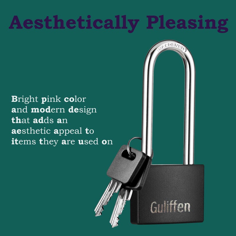Guliffen Aluminum Keyed Alike Padlocks With Key Gym Locker Lock With Long Shackle For Gates Fences Toolboxes 2 Pack - Image 5