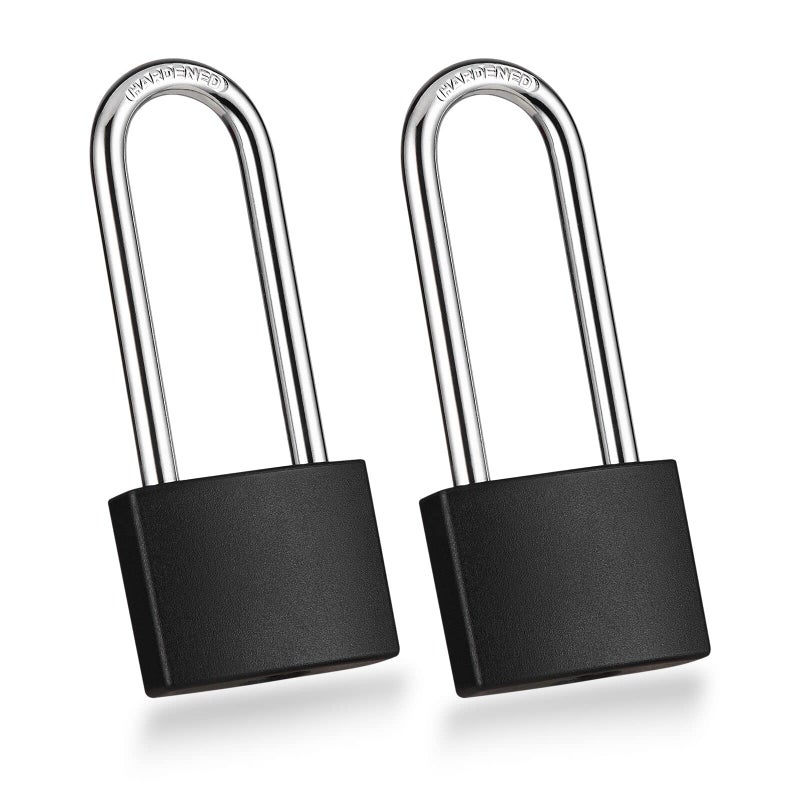 Guliffen Aluminum Keyed Alike Padlocks With Key Gym Locker Lock With Long Shackle For Gates Fences Toolboxes 2 Pack - Image 1