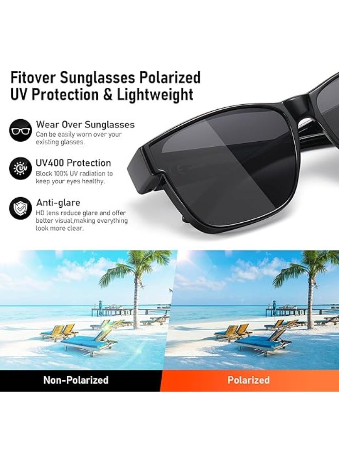 Polarized Sunglasses Fit Over Glasses for Men Women, Oversized Square Sun Glasses UV400 Protection Shades - Image 4