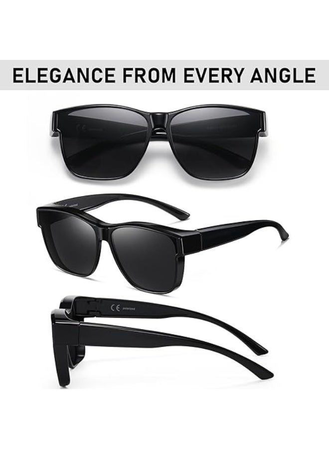 Polarized Sunglasses Fit Over Glasses for Men Women, Oversized Square Sun Glasses UV400 Protection Shades - Image 2
