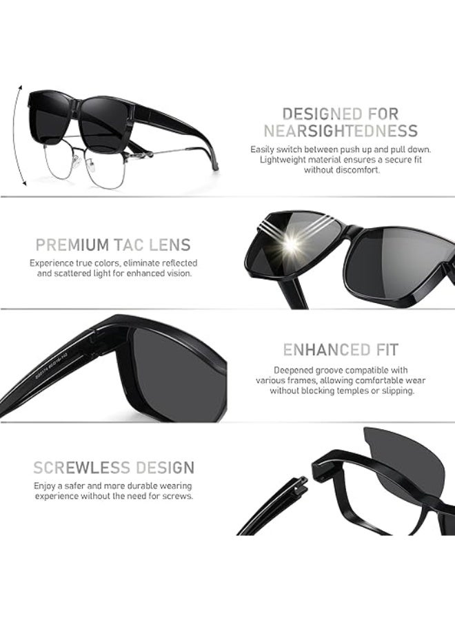 Polarized Sunglasses Fit Over Glasses for Men Women, Oversized Square Sun Glasses UV400 Protection Shades - Image 5