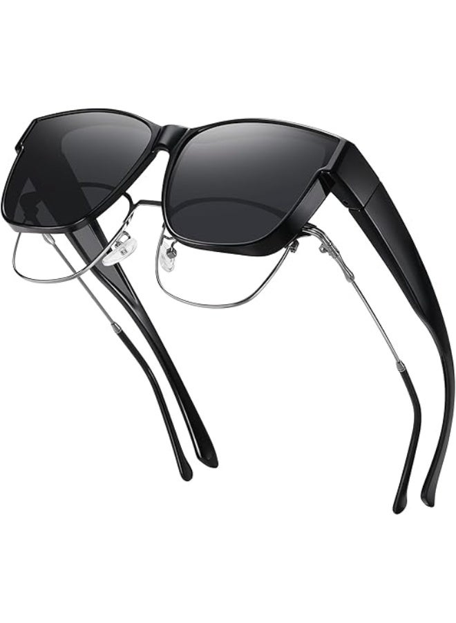Polarized Sunglasses Fit Over Glasses for Men Women, Oversized Square Sun Glasses UV400 Protection Shades - Image 1