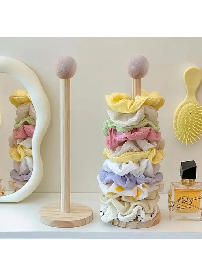 2pcs Wooden Hair Accessory Organizer Rack Yellow And Red Durable Storage Display - Image 1