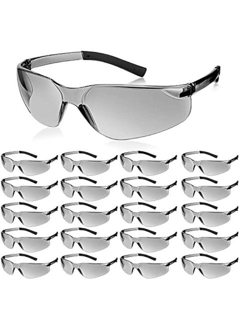 20 Pcs Safety Glasses UV Scratch Resistant Eyewear Polycarbonate Goggles Clear Protective Eyewear for Lab Science (Gray)