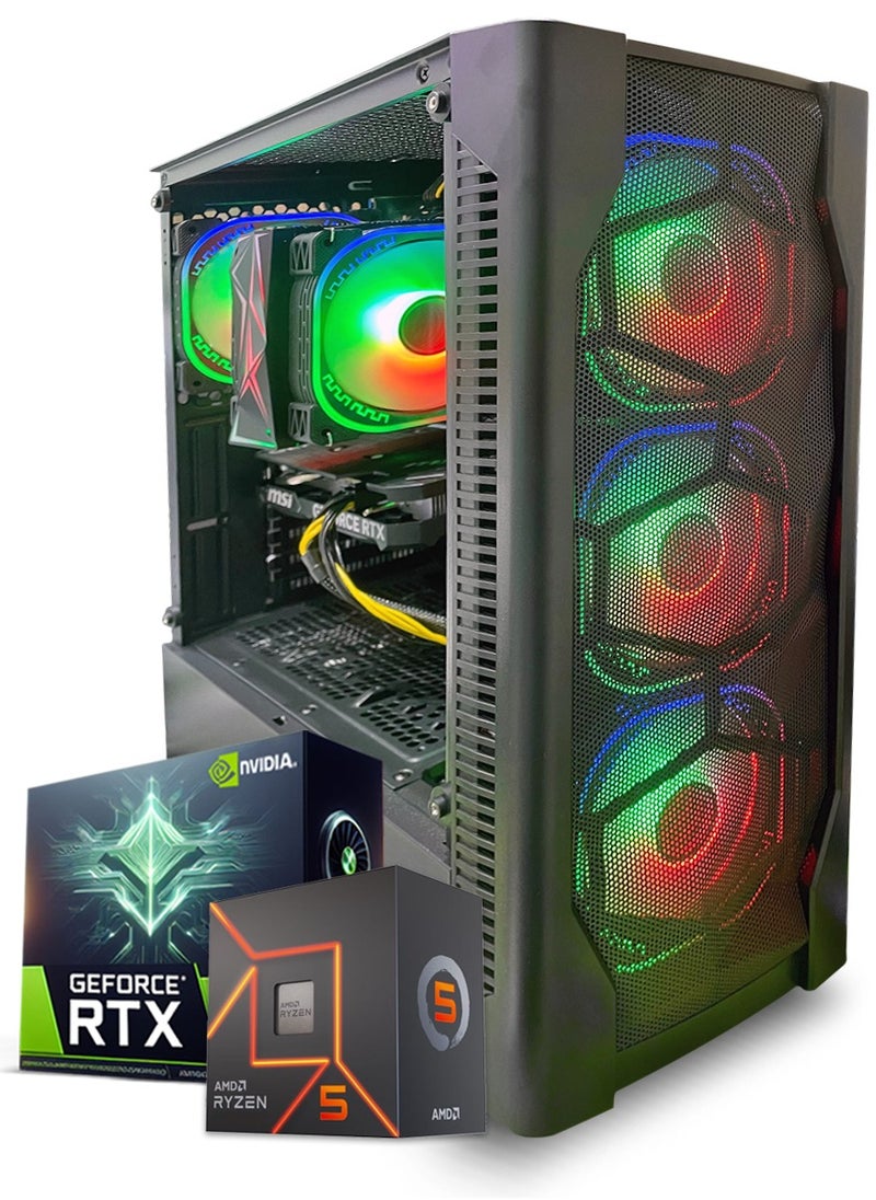 Truenort Gaming PC, AMD Ryzen 5-5500, RTX 3050 , 16GB RAM, 1TB SSD, Air Cooler 120MM, 650 PSU , Window 11 Pro, Black Case  - Image 1