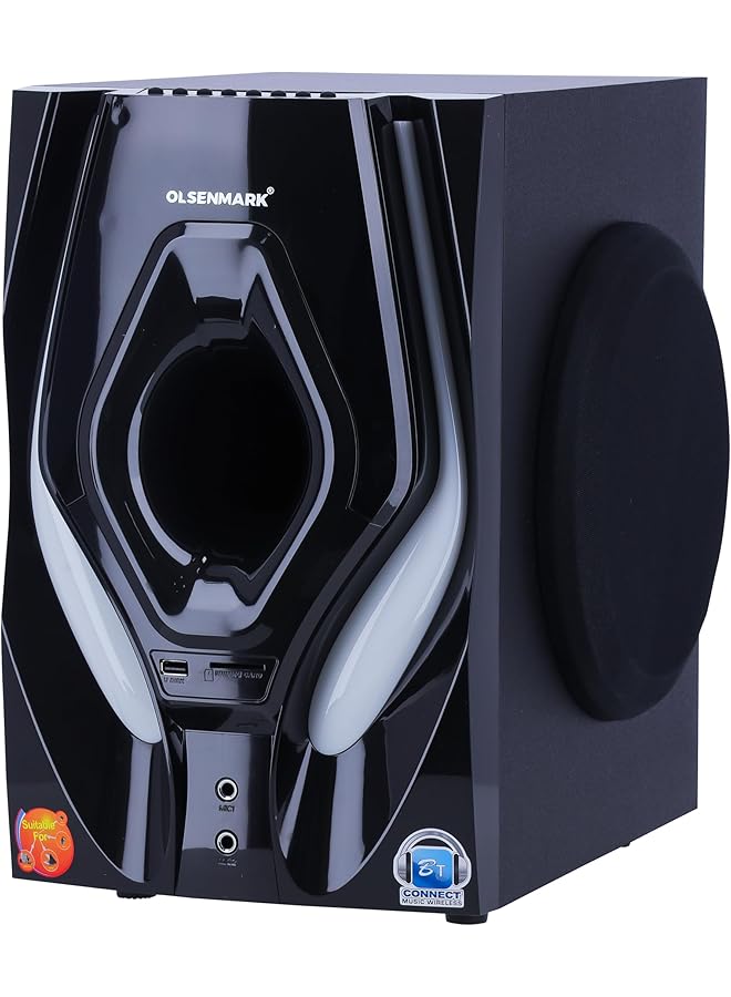 Olsenmark Multimedia Speaker 2.1 Ch With Usb Sd Fm Bluetooth And Remote Karaoke Disco Light Subwoofer Speaker: 8 Inch Satellite Speaker: 3 Inch Output: 18W*2 - Image 3