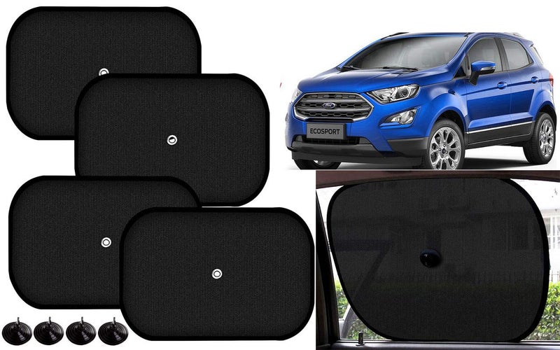 Auto Kite 60 GSM Car Side Window Black Chipkoo Sunshade Curtains 4pcs for - Ecosport 2017 - Image 1