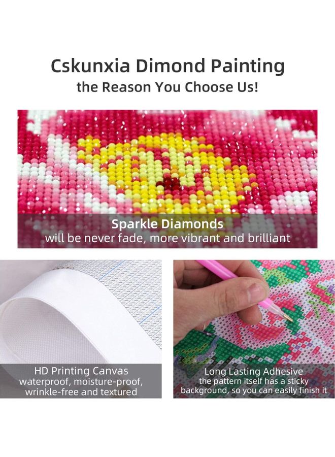 4-Piece 5D Diamond Art Crystal Embroidery Painting Kit Multicolour - Image 5