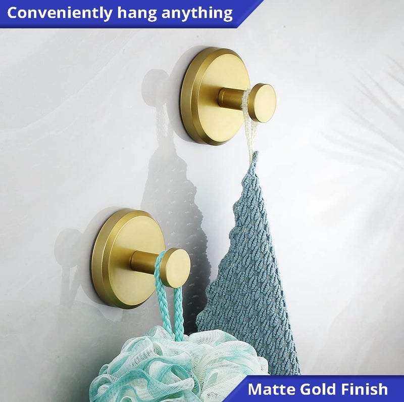 HOME SO Suction Cup Hooks for Shower  Bathroom  Kitchen  Glass Door  Mirror  Tile - Loofah  Towel  Coat  Bath Robe Hook Holder for Hanging up to 15 lbs - Waterproof  Matte Brushed Satin Gold (2-Pack) - Image 2