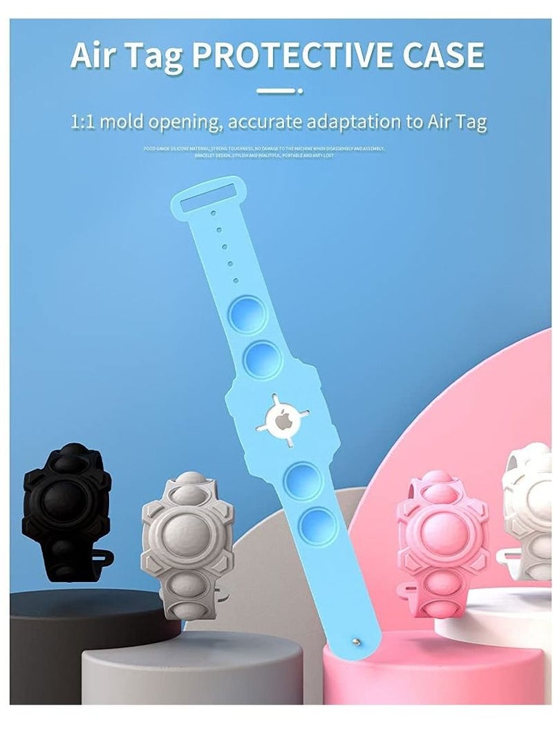 KASTWAVE Silicone Band Bracelet, Protective Case GPS Children Anti-Lost, Air Tag Silicone Protective Watch Strap 3 Pack Black/White/Grey - Image 4