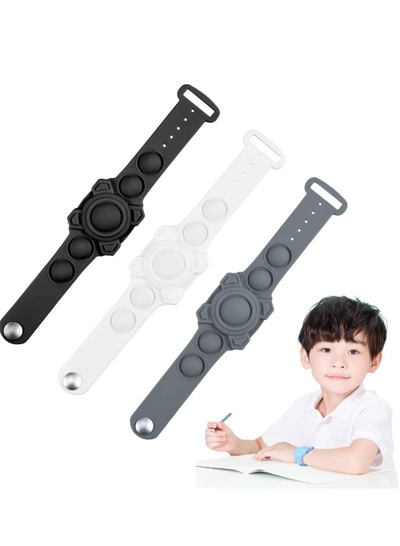 KASTWAVE Silicone Band Bracelet, Protective Case GPS Children Anti-Lost, Air Tag Silicone Protective Watch Strap 3 Pack Black/White/Grey - Image 1