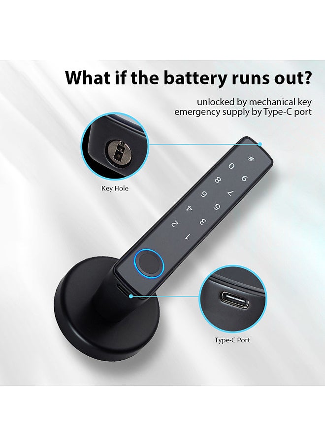WAFU - Wafu Smart Lock Keyless Entry Door Lock Handle Password Door Lock Tuya App Remote Operation BT 4-in-1 Keyless Biometric Door Lock for 35-55mm Office Home Bedroom Door - Image 1