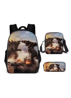 Godzilla vs. King Kong schoolbag backpack for primary and secondary school students,D6 Godzilla vs. King Kong 2 - Backpack + Satchat + Pencil Bag
