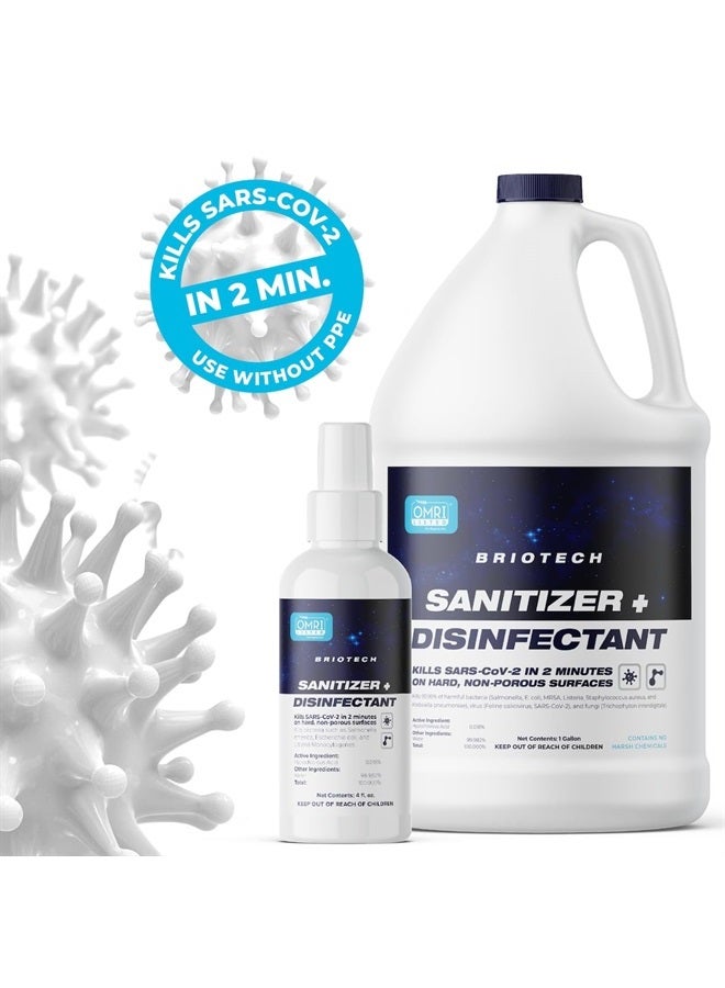 Sanitizer + Disinfectant Hypochlorous Spray, Kills 99.99% of Viruses & Bacteria, Eliminate Odor, Gentle Enough for Nurseries & Play Rooms, Food Contact Surface Sanitizer, 1 gal ea, 2 ct
